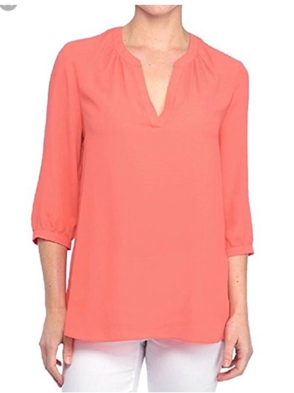 NYDJ Coral Split V-Neck 3/4 Sleeve Tunic